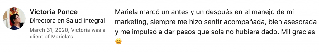 victoria ponce coach. mariela quintero. testimoniales.